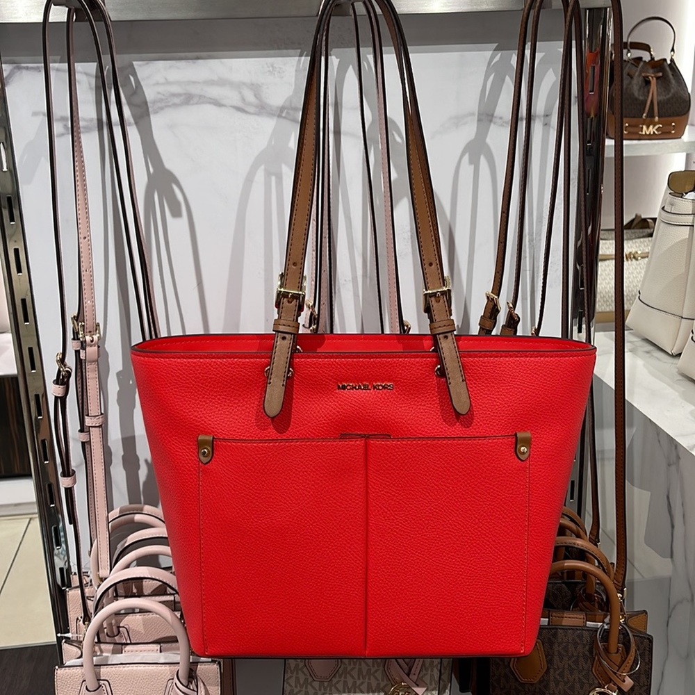 MICHAEL KORS JET SET TRAVEL MEDIUM DOUBLE POCKET TOTE NON-LEATHER VEGAN 
NWT - Picture 15 of 16
